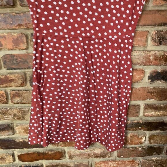 Cotton:On Rust Brown Polka Dot Short Sleeve Mini Dress Women's Size Medium - Picture 3 of 5